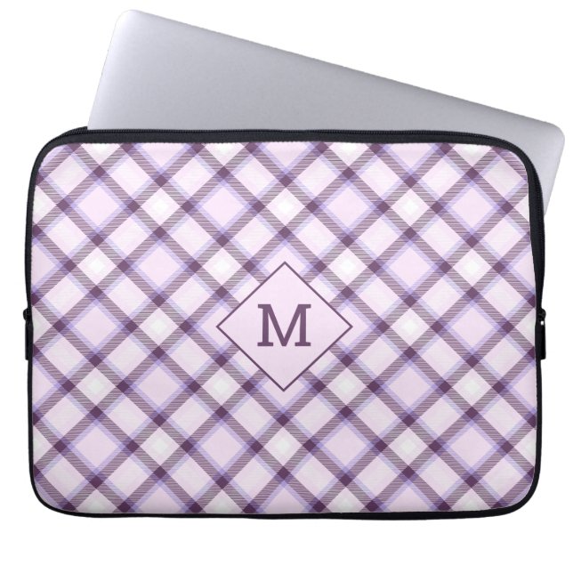 Aangepast Monogram geruit / Tartan Patroon Laptop Sleeve (Voorkant)