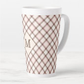 Aangepast Monogram geruit / Tartan Patroon Latte Mok (Rechterhoek)