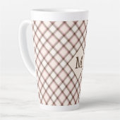 Aangepast Monogram geruit / Tartan Patroon Latte Mok (Linkerhoek)