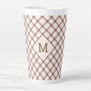 Aangepast Monogram geruit / Tartan Patroon Latte Mok