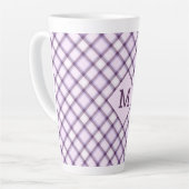 Aangepast Monogram geruit / Tartan Patroon Latte Mok (Linkerhoek)