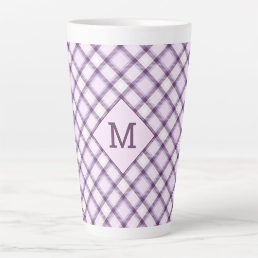 Aangepast Monogram geruit / Tartan Patroon Latte Mok (Voorkant)