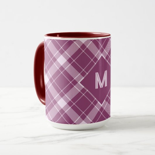 Aangepast Monogram geruit / Tartan Patroon Mok (Voorkant links)