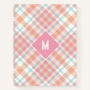 Aangepast Monogram geruit / Tartan Patroon Notitieboek