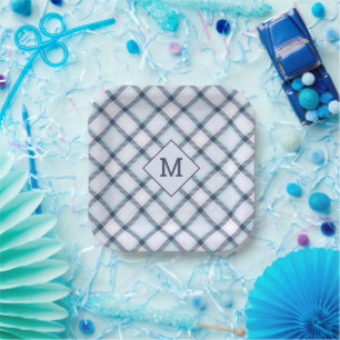Aangepast Monogram geruit / Tartan Patroon Papieren Bordje