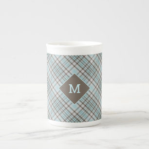 Aangepast Monogram geruit / Tartan Patroon Porselein Kop