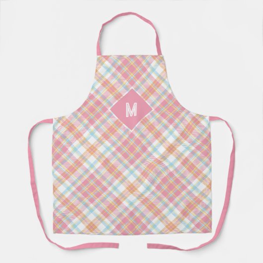 Aangepast Monogram geruit / Tartan Patroon Schort (Voorkant)