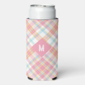 Aangepast Monogram geruit / Tartan Patroon Seltzer Blikjeskoeler (Seltzer Achterkant)