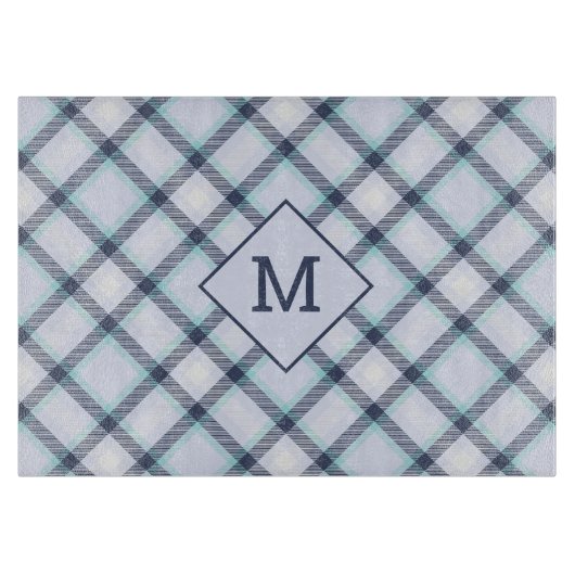 Aangepast Monogram geruit / Tartan Patroon Snijplank (Voorkant)
