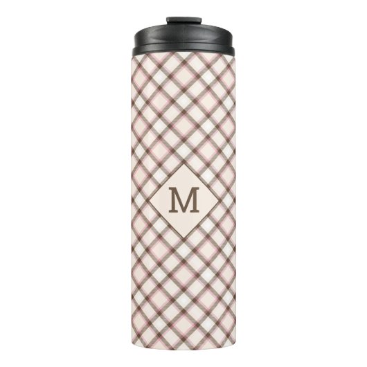 Aangepast Monogram geruit / Tartan Patroon Thermosbeker (Voorkant)