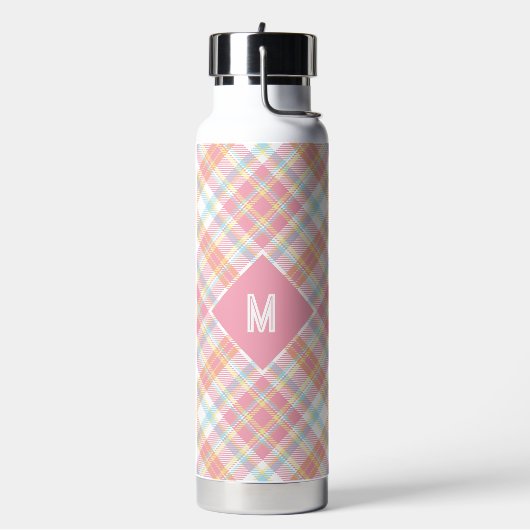 Aangepast Monogram geruit / Tartan Patroon Waterfles (Links)