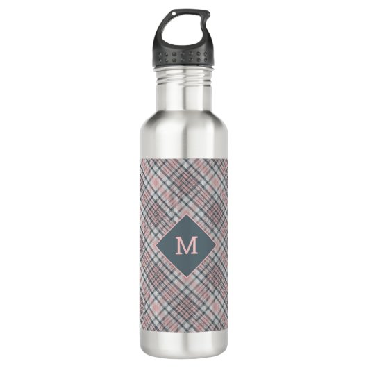 Aangepast Monogram geruit / Tartan Patroon Waterfles (Voorkant)