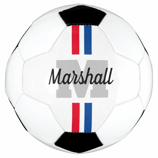 Aangepast monogram gestript voetbal cadeau (Voorkant)