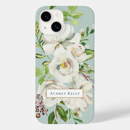 Aangepast monogram Gilded Blooms | Munt Case-Mate iPhone Case (Achterkant)
