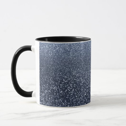 Aangepast monogram glitter shinblauw mok (Links)