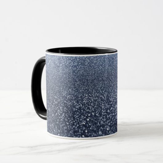Aangepast monogram glitter shinblauw mok (Voorkant links)
