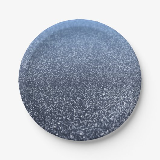 Aangepast monogram  glitter shinblauw papieren bordje (Voorkant)