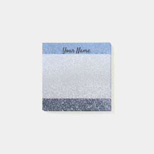 Aangepast monogram  glitter shinblauw post-it® notes