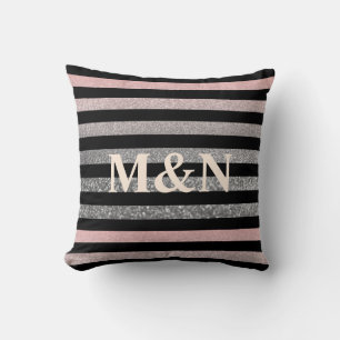 Aangepast monogram  glitter shine roze kussen