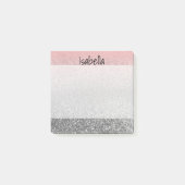 Aangepast monogram glitter shine roze post-it® notes (Voorkant)