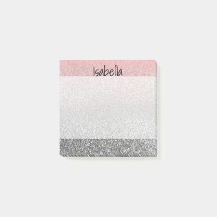 Aangepast monogram glitter shine roze post-it® notes