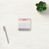 Aangepast monogram glitter shine roze post-it® notes (Kantoor)