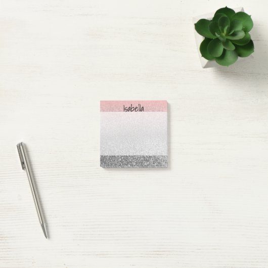 Aangepast monogram glitter shine roze post-it® notes (Kantoor)