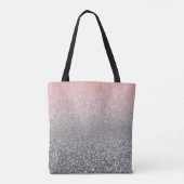 Aangepast monogram glitter shine roze tote bag (Achterkant)