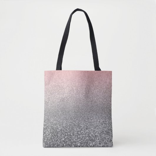 Aangepast monogram  glitter shine roze tote bag (Voorkant)