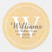 Aangepast Monogram Gold Floral Return-adres Ronde Sticker (Voorkant)