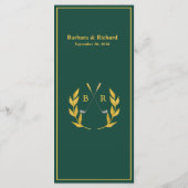 Aangepast Monogram Golf Thema Trouwen Menu (Achterkant)