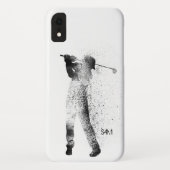 Aangepast monogram| Golfer Silhouette Swing Case-Mate iPhone Case (Achterkant)