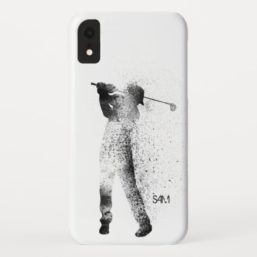 Aangepast monogram| Golfer Silhouette Swing Case-Mate iPhone Case (Achterkant)