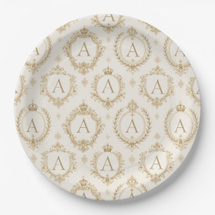 Aangepast Monogram Goud Koninklijke Barok Luxe Papieren Bordje