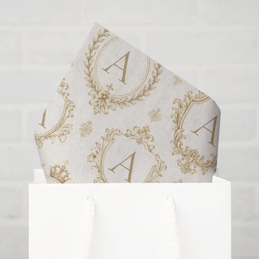 Aangepast Monogram Goud Koninklijke Barok Luxe Tissuepapier (Cadeauzakje)