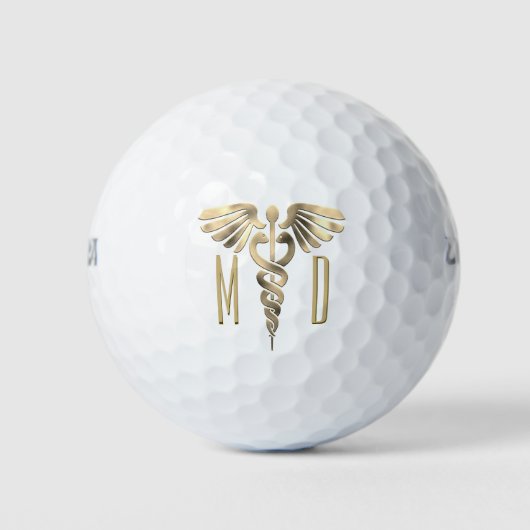 Aangepast Monogram Goud Medisch Symbool Golfballen (Voorkant)