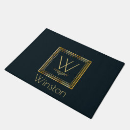 Aangepast monogram goud op donkerste blauw deurmat