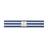 Aangepast monogram goudmarinevlek Blauwe Stripes W Uitnodigingen Wikkel (Vlak)