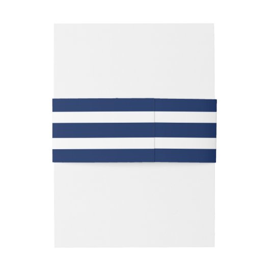Aangepast monogram goudmarinevlek Blauwe Stripes W Uitnodigingen Wikkel (Achterkant Voorbeeld)