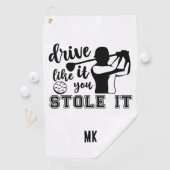 Aangepast monogram grappig zwart wit golfhanddoek (Insitu)
