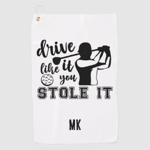 Aangepast monogram grappig zwart wit golfhanddoek