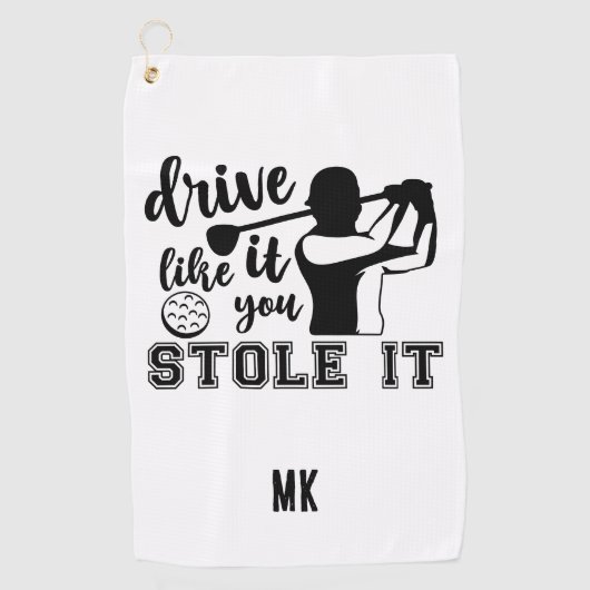 Aangepast monogram grappig zwart wit golfhanddoek (Voorkant)