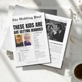 Aangepast monogram, grappige krant bruiloft kaart