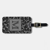 Aangepast monogram. Gray en Black Paisley Pattern. Bagagelabel (Voorkant horizontaal)