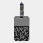 Aangepast monogram. Gray en Black Paisley Pattern. Bagagelabel (Achterkant verticaal)