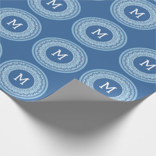 Aangepast monogram Grieks patroon Cadeaupapier (Hoek)