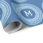 Aangepast monogram Grieks patroon Cadeaupapier (Rol Hoek)