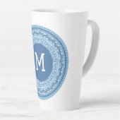 Aangepast monogram Grieks patroon Latte Mok (Rechterhoek)