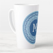 Aangepast monogram Grieks patroon Latte Mok (Linkerhoek)