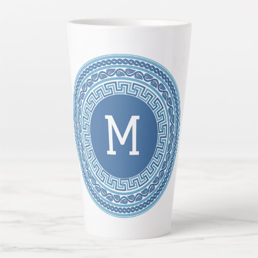 Aangepast monogram Grieks patroon Latte Mok (Voorkant)